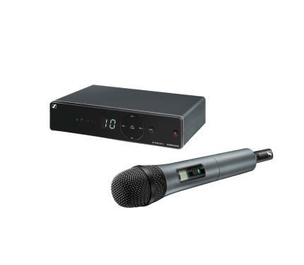 Sistema inalámbrico Sennheiser XSW 1-825A con receptor fijo y micrófono de mano e825 en AVI Play.